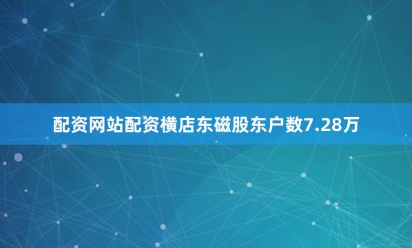 配资网站配资横店东磁股东户数7.28万